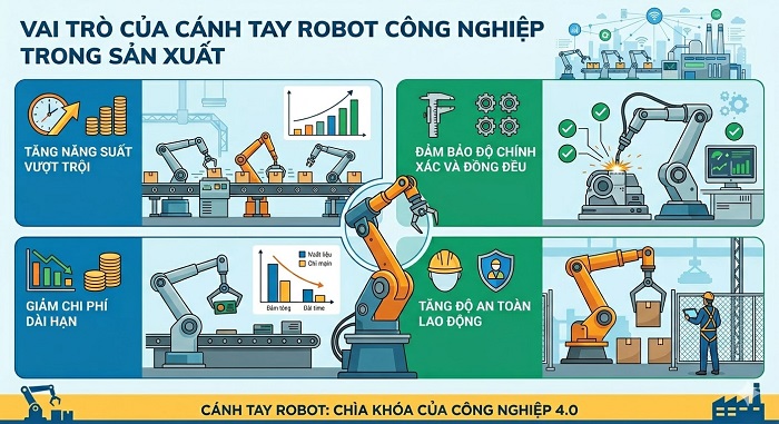 Vai trò của cánh tay robot công nghiệp