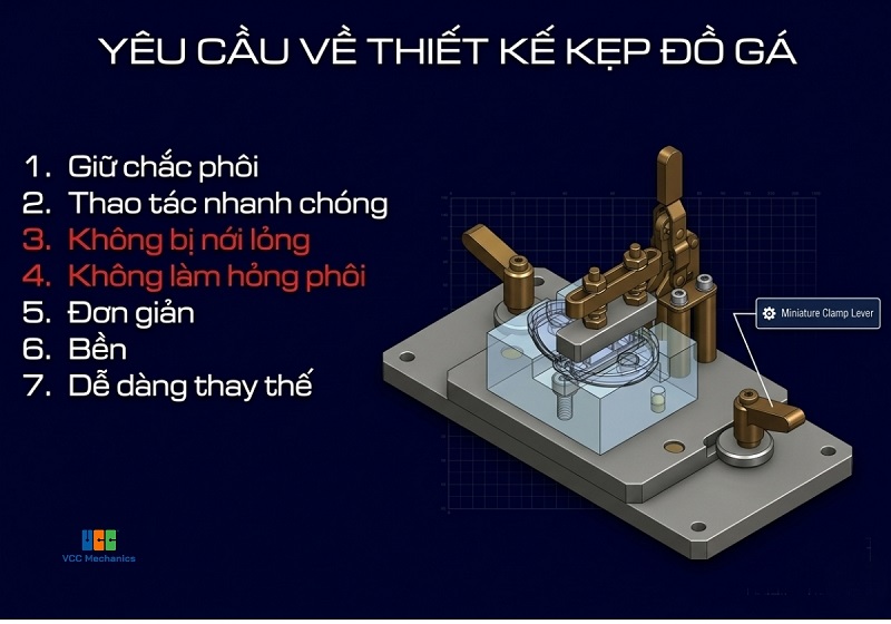 Yêu cầu về thiết kế kẹp đồ gá