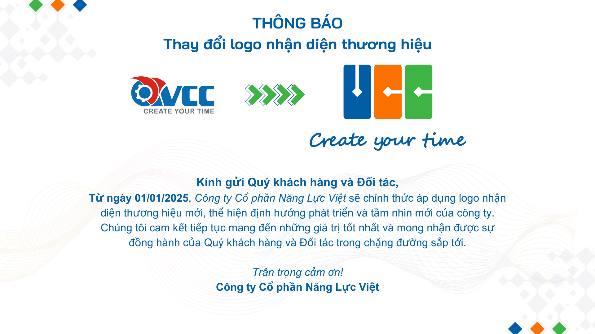 Thông báo thay đổi logo nhận diện thương hiệu công ty Năng Lực Việt