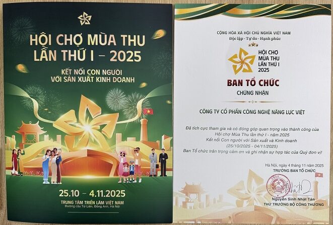 Chứng nhận tham dự Hội chợ Mùa Thu 2025