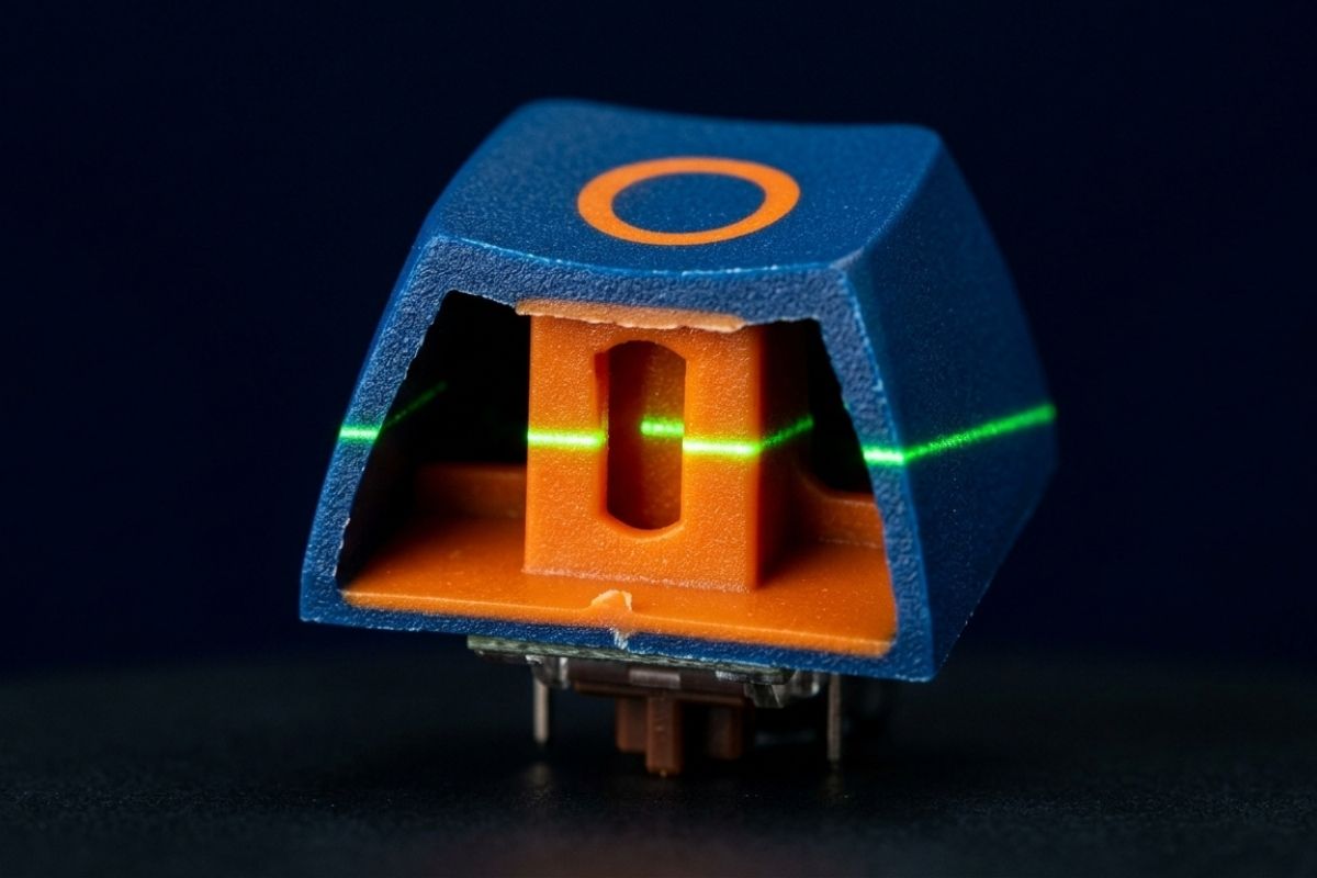 Cấu tạo chìm bên trong của keycap phím cơ ép nhựa 2 màu.